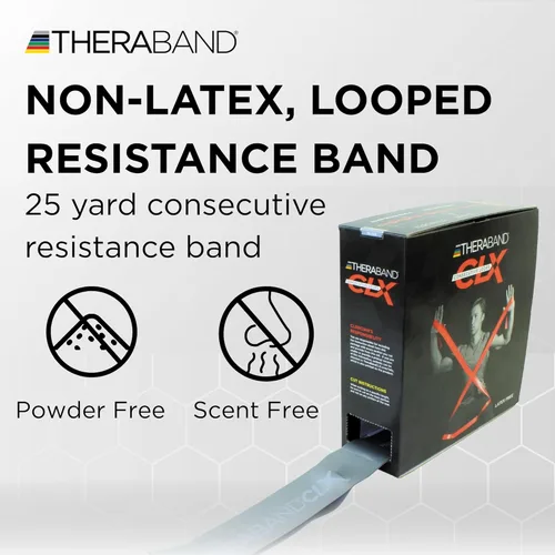Miniatura 2 de THERABAND CLX Resistance Band with Loops, Fitness Band for Home Exercise and Full Body Workouts, Portable Gym Equipment Plata - Super Heavy