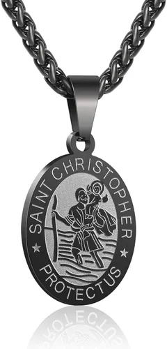 Miniatura 3 de Zocomi Medalla de collar de San Cristóbal y José, Antonio, JudeMiguel para hombres y niños, colgante de San Cristóbal con cadena de 24 pulgadas