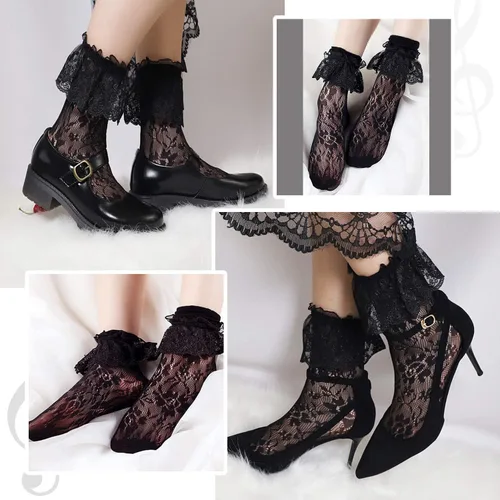 Miniatura 5 de Lovful Conjunto de 2 pares de calcetines de encaje para mujer