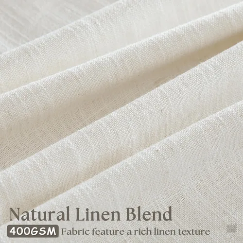 Miniatura 3 de Cortinas de lino natural con pliegues fruncidos de 120 pulgadas de largo para sala de estar, cortinas plisadas con ganchos y lengüeta trasera