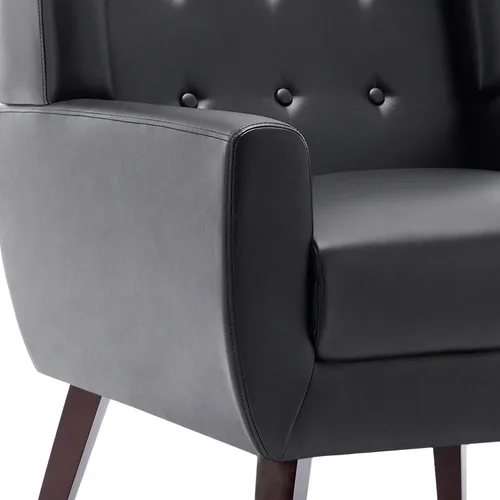 Miniatura 6 de Silla decorativa de piel sintética, sillón tapizado Morden para sala de estar, asiento de lectura lateral con botones copetudo para dormitorio