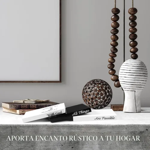 Miniatura 3 de Capoda 3 piezas de libros decorativos para decoración del hogar, libros falsos apilados estilo granja, decoración de mesa rústica de madera