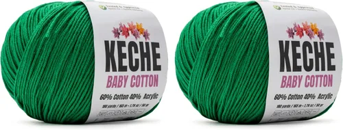 Miniatura 30 de Keche Hilo de algodón, 60% algodón, 40% hilo acrílico, hilo de algodón suave para crochet y tejer, hilo amigurumi, 1 madeja/bola, 1.76 onzas (50g)