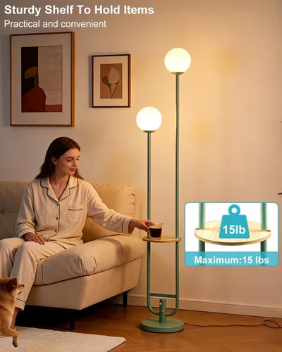 Miniatura 6 de Lightdot Lámpara de pie rosa regulable de 60 pulgadas, lámparas de pie de mediados de siglo con 3 bombillas G9 de 3000 K de color blanco cálido