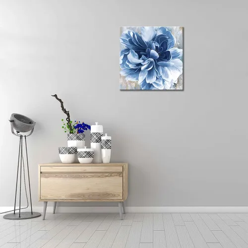 Miniatura 2 de Arte de pared de flores azules, impresión en lienzo floral azul marino, paisaje natural, arte de pared para sala de estar, dormitorio, pintura