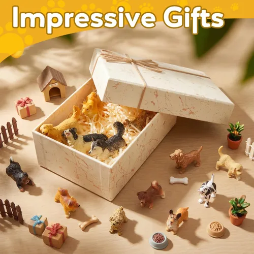 Miniatura 5 de Zhanmai Juego de 32 mini figuras de perro, figuras realistas de animales de cachorro, juego de raza de plástico pintado a mano, recuerdos de fiesta
