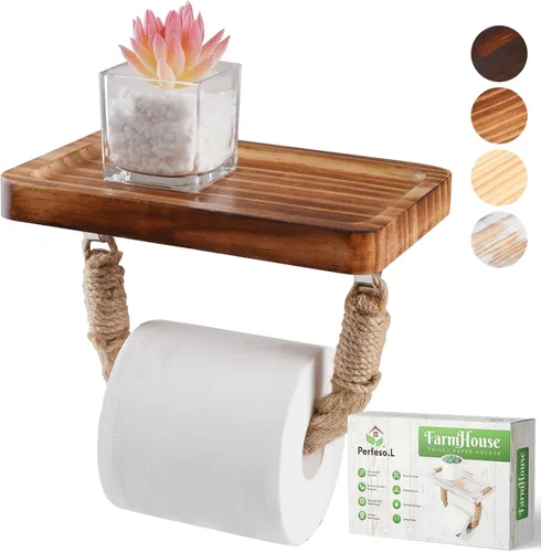 Miniatura 10 de Soporte de papel higiénico de granja, cuerda costera de playa, decoración de baño, toallero de madera rústica, soporte de pared, soporte de rollo