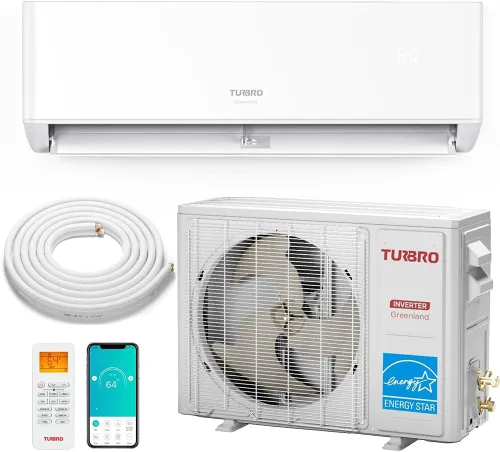 TURBRO - Aire acondicionado Mini Split sin conductos inverter de 18.000 BTU con bomba de calor, 22 SEER2, 230V, habilitado para WiFi, enfría hasta