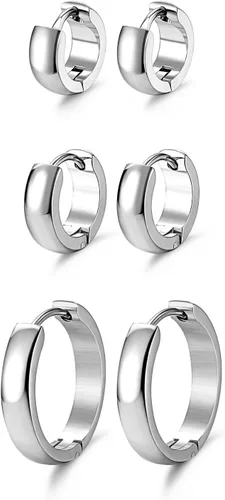JewelrieShop Hoop Earrings Set Gold Surgical huggie Earrings, Hypoallergenic Huggie Ear Piercings Endless Huggie Hoop Earrings for Men Earrings