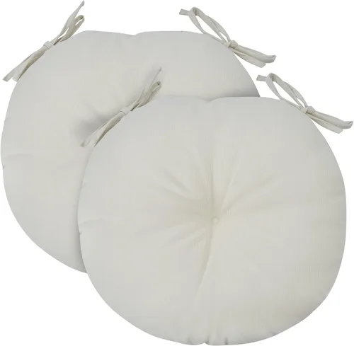 Miniatura 25 de FUNHOME Juego de 2 cojines para sillas bistró de 15"x15"x4", repelentes al agua, redondos, cojines para sillas de exterior con lazos, almohadillas