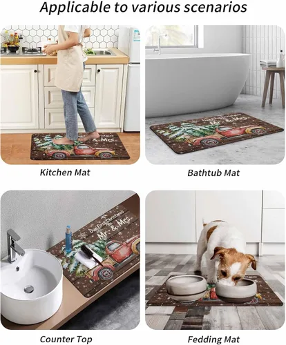 Miniatura 9 de Tapete de baño de Navidad para bañera, antideslizante, de secado rápido y absorbente, de tierra de diatomeas, fregadero, cocina, sala de estar