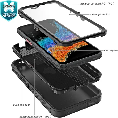 Miniatura 7 de Funda para Galaxy Xcover 6 Pro con protector de pantalla integrado, a prueba de caídas, funda duradera de 3 capas, a prueba de golpes, funda de goma