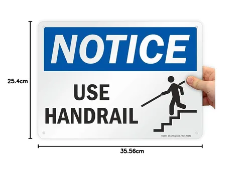 Miniatura 6 de SmartSign Cartel de "Aviso - Usar pasamanos" Plástico de 10 x 14 pulgadas