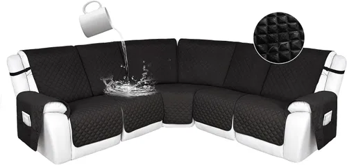 Miniatura 127 de HDCAXKJ Fundas de sofá seccional reclinable 100% impermeable, forma de L, funda de sofá reclinable lavable acolchada suave para mascotas, perro