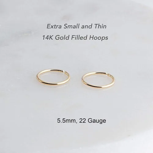 Miniatura 42 de Aretes de aro dorados y plateados para cartílago, nariz, tabique, oreja, hélix, tragus, joyería para mujer, hipoalergénicos, pequeños aros