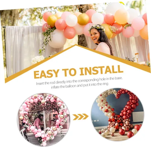 Miniatura 8 de LABRIMP Kit de soporte para globos, soportes de arco de corazón para decoración de bodas, kit de columna de globos pastel para fiesta