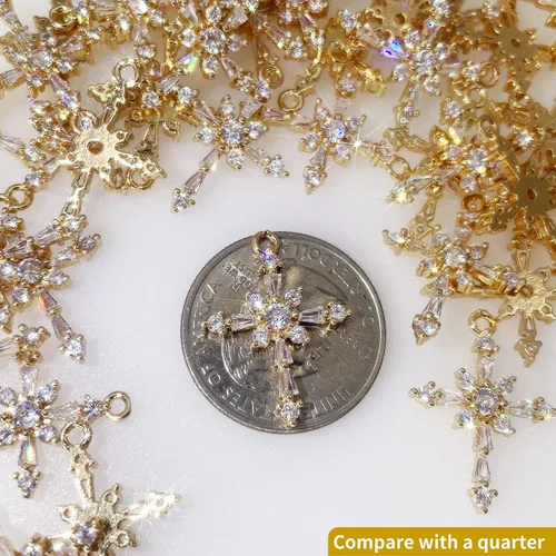 Miniatura 2 de Zirconia Crystal Rhinestone Cross Charms for Jewelry Making Bracelet Necklace Choke Earring Pendant Key Chain Craft Supplies DIY Accessories