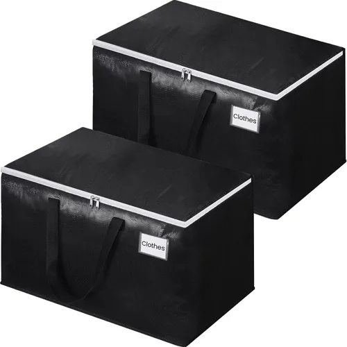 Cajas de mudanza extragrandes con cremallera, asas de transporte y bolsillo para etiquetas, suministros de mudanza para ahorrar espacio para