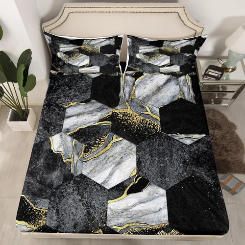 Miniatura 8 de Erosebridal Juego de cama de caballo para niñas, niños y parejas, sábana bajera ajustable de caballos blancos y negros, tamaño individual, diseño