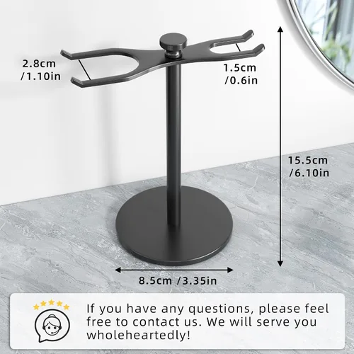 Miniatura 4 de pickpiff Soporte para Maquinilla de Afeitar de Seguridad con Portacepillos, Soporte de Afeitado de Metal Resistente Negro para Hombres, Aberturas