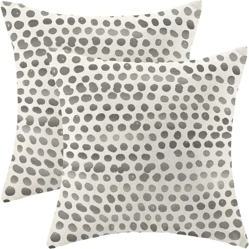 Miniatura 12 de CXMEIFLY Fundas de almohada de lunares 16x16 pulgadas, juego de 2 fundas de almohada azules y crema para exteriores, fundas de almohada decorativas