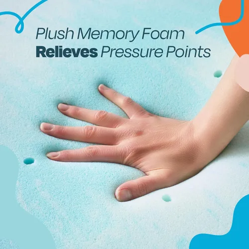 Miniatura 3 de Linenspa Cubrecolchón de Espuma Viscoelástica con Remolinos de Gel de 2 Pulgadas – Infusión de Gel Refrescante – Cubrecolchón para Aliviar la Gel