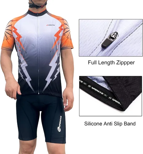 Miniatura 29 de sponeed - Jerséis de ciclismo para hombre, tops, camisas de ciclismo, manga corta, atuendo de ciclismo, chaqueta de ciclismo de cierre completo