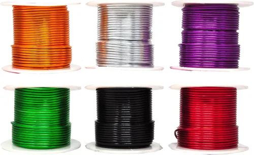 Miniatura 366 de Mandala Crafts - Alambre de aluminio anodizado de 8 calibre para hacer joyas - 9.75 m de alambre flexible negro colorido - Flexible para bonsái