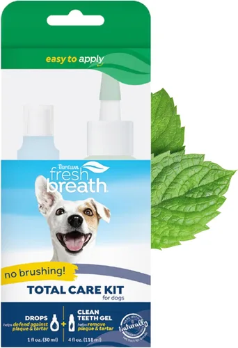 Gel de cuidado bucal para mascotas, aliento fresco de TropiClean, fabricado en Estados Unidos., Cuidado Total, 4 onza, Transparente