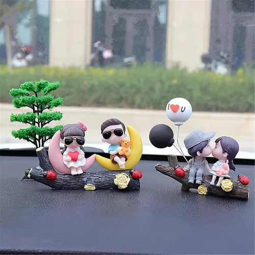 Miniatura 3 de Aphro Lindos adornos para parejas, decoración de automóvil, lindos dibujos animados para parejas, decoración de tablero de instrumentos de automóvil