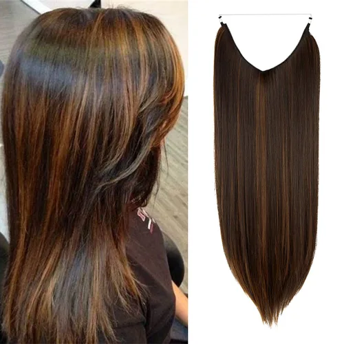 Miniatura 15 de Extensión de cabello rubio ceniza, rizado, largo, sintético, postizo de cabello rubio, 18 pulgadas, 4.2 oz, con diadema de alambre invisible
