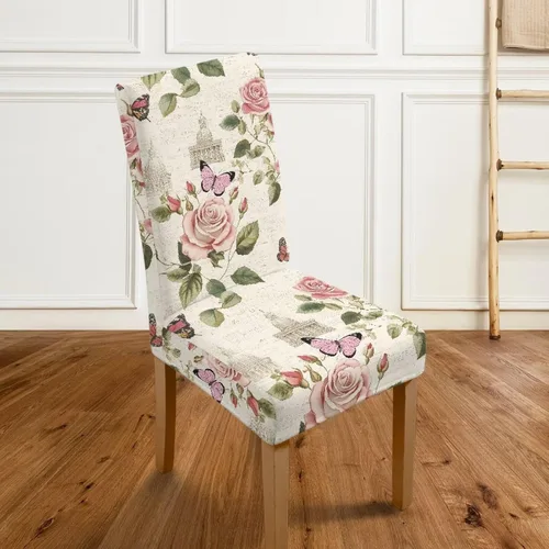 Miniatura 5 de Rnyleeg Red Rose Butterfly Chair Covers for Living Room No Arms Stretch Dining Chair Covers Set of 6 Soft Washable Kitchen Chair Protector Cover