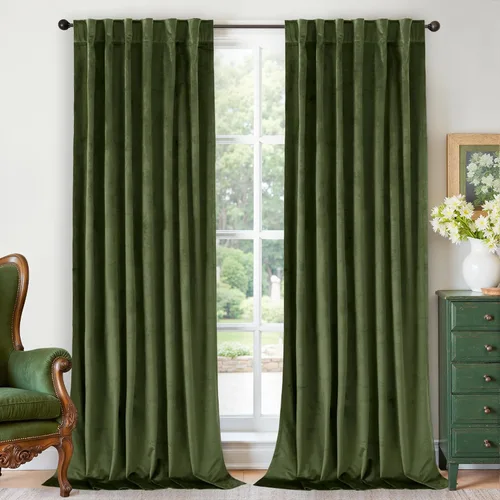 Miniatura 11 de BGment Cortinas de terciopelo rosa polvoriento, 2 paneles de 84 pulgadas, 2 paneles para sala de estar, aislamiento térmico de lujo, reducen