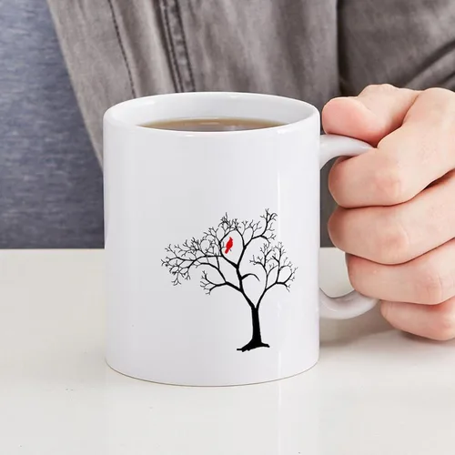 Miniatura 6 de CafePress Cardinal In Snowy Tree - Taza de café de cerámica (11 oz)
