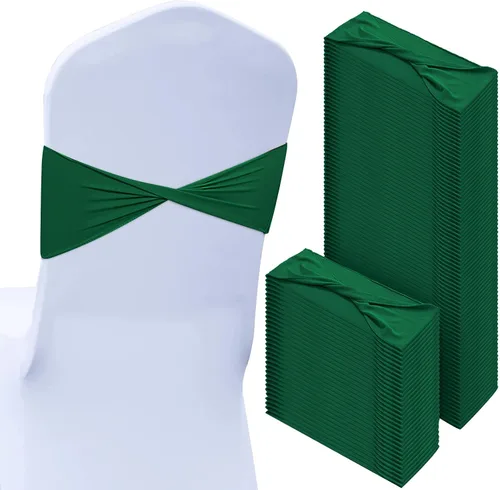 Miniatura 13 de CHENGU 100 piezas Cintas elásticas de elastano para sillas, lazos simples, bandas para sillas de boda real sin hebilla, decoraciones de cumpleaños