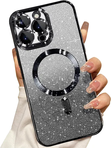 Miniatura 21 de Misscase Funda magnética compatible con iPhone 14 con purpurina y protector de lente de cámara, protección completa, compatible con MagSafe