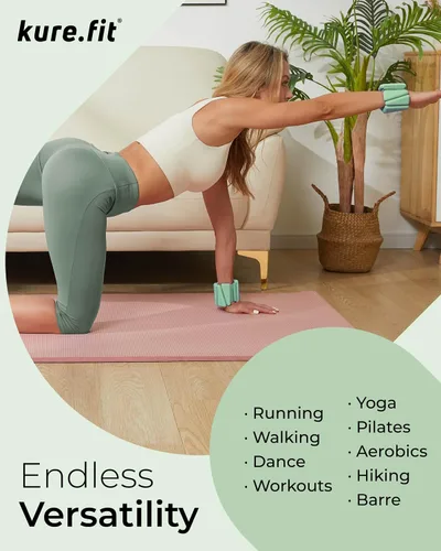 Miniatura 4 de Peso para Pilates Pesas ajustables para muñeca y tobillo para mujeres Brazaletes con peso 1 libra/ 2 libras cada una (Juego de 2)
