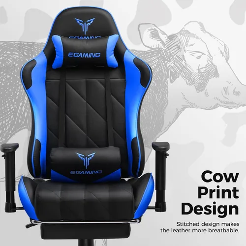 Miniatura 3 de EXRACING Silla de juegos con reposabrazos ajustables en 3D, diseño de estampado de vaca, silla de oficina ergonómica con respaldo alto, silla