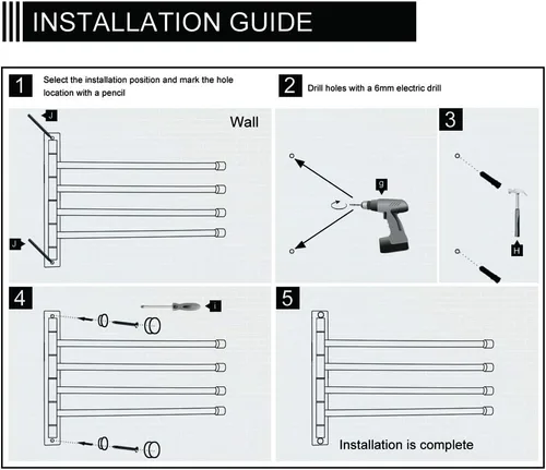Miniatura 5 de GERZWY Toallero giratorio SUS 304 de acero inoxidable de 4 brazos para baño, soporte para toallas, organizador de almacenamiento, ahorro de espacio