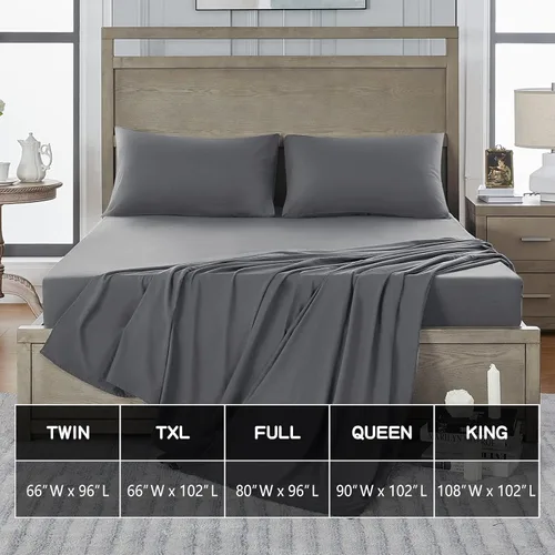 Miniatura 5 de FreshCulture - Sábana encimera Queen de microfibra cepillada - Sábana superior ultra suave y transpirable - Sin arrugas - De fácil cuidado - Gris