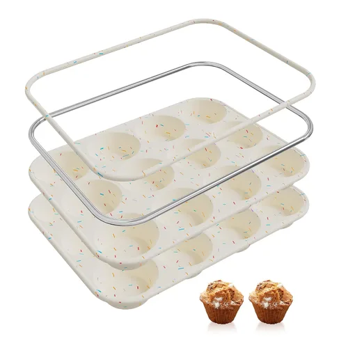 Miniatura 21 de 2 Pack 6 Tazas Molde de Silicona Mini para Magdalenas con Marco Reforzado de Metal Moldes de Silicona para Cupcakes y Pasteles Bandejas para Hornear