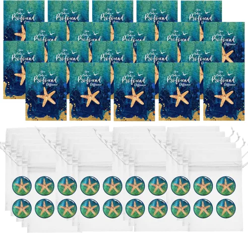Miniatura 2 de Smiling Wisdom - 20 regalos de historia de estrellas de mar a granel - Tarjetas de apreciación de You Make a Profound Difference e imán redondo