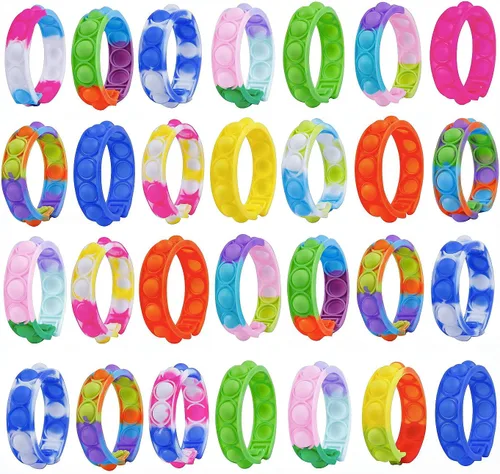 Miniatura 8 de 300 pulseras de juguete para ansiedad, pulseras sensoriales de burbujas emergentes, juguetes sensoriales para aliviar el estrés, pulsera de silicona
