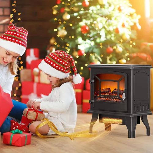 Miniatura 7 de ROVSUN Estufa Eléctrica de Chimenea de 20" H Calentador de Espacio, 1400W Portátil Independiente con Termostato, Troncos de Llama Realista