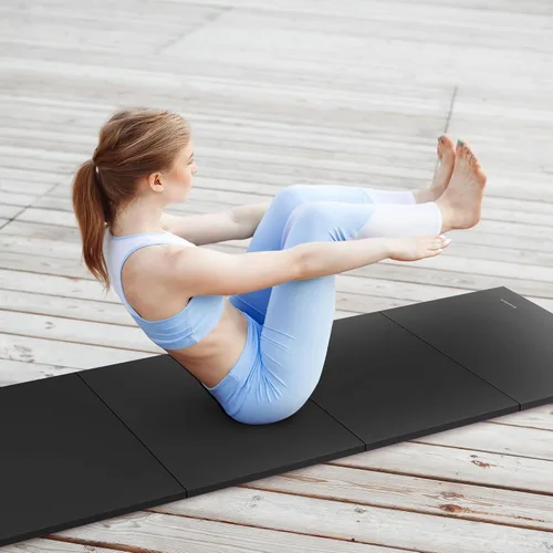 Miniatura 8 de BalanceFrom 6x4 Feet 4-Panel Folding Gymnastics Mat – 2-Inch Thick Pad with Vinyl Surface and Carrying Handles for Tumbling, Yoga, Pilates, Home