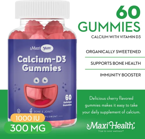 Miniatura 2 de Calcio + Gomitas D3 – Suplemento masticable para apoyo óseo – Gomitas Kosher para mujeres, hombres y niños – Fuente de coral con vitamina D – Calcio