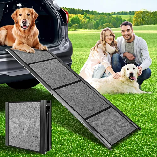 Rampa para perros de 67 x 17 pulgadas, rampa para perros para automóvil, rampas plegables para mascotas, escaleras para perros de hasta 250 libras,