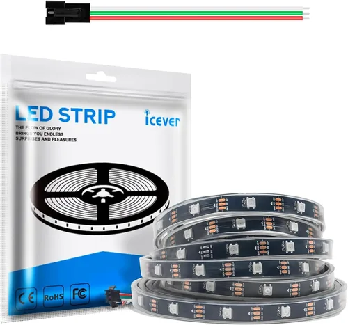 Miniatura 11 de Tira de luces LED WS2812B de 16.4 pies, 5 V, 150 LED RGB IC 5050SMD direccionables individuales – PCB blanco flexible IP30-30LEDs/m MagicRGB Dream