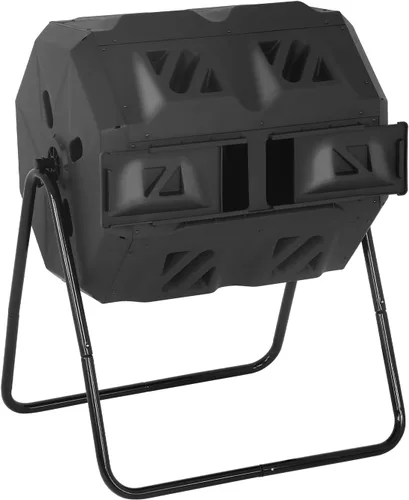Miniatura 8 de Contenedor de compostaje para exteriores de 43 galones, compostador de doble cámara, contenedor de compostaje resistente para jardín, cocina, patio