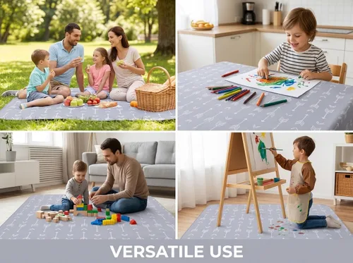 Miniatura 7 de Tapete de salpicaduras para bebé para debajo de la silla alta, artes/manualidades, tapete lavable de 51 x 51 pulgadas, tapete impermeable y lavable